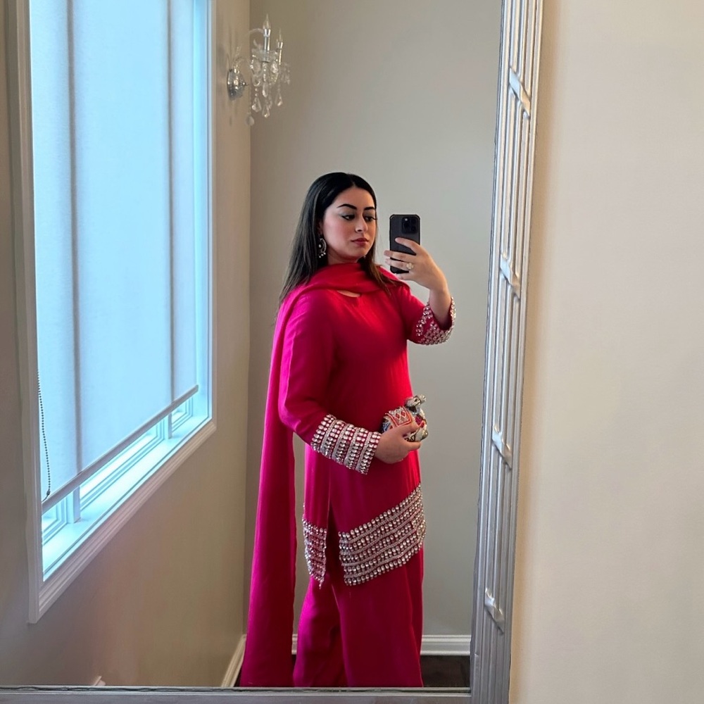 Muse Style Pakistani Silk Crystal Farshi Shalwar Outfit- very on trend!